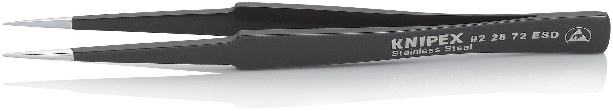Stainless Steel Gripping Tweezers-Pointed Tips-ESD, 5 1/4 in., 0.40 mm TT, 0.50 mm TW