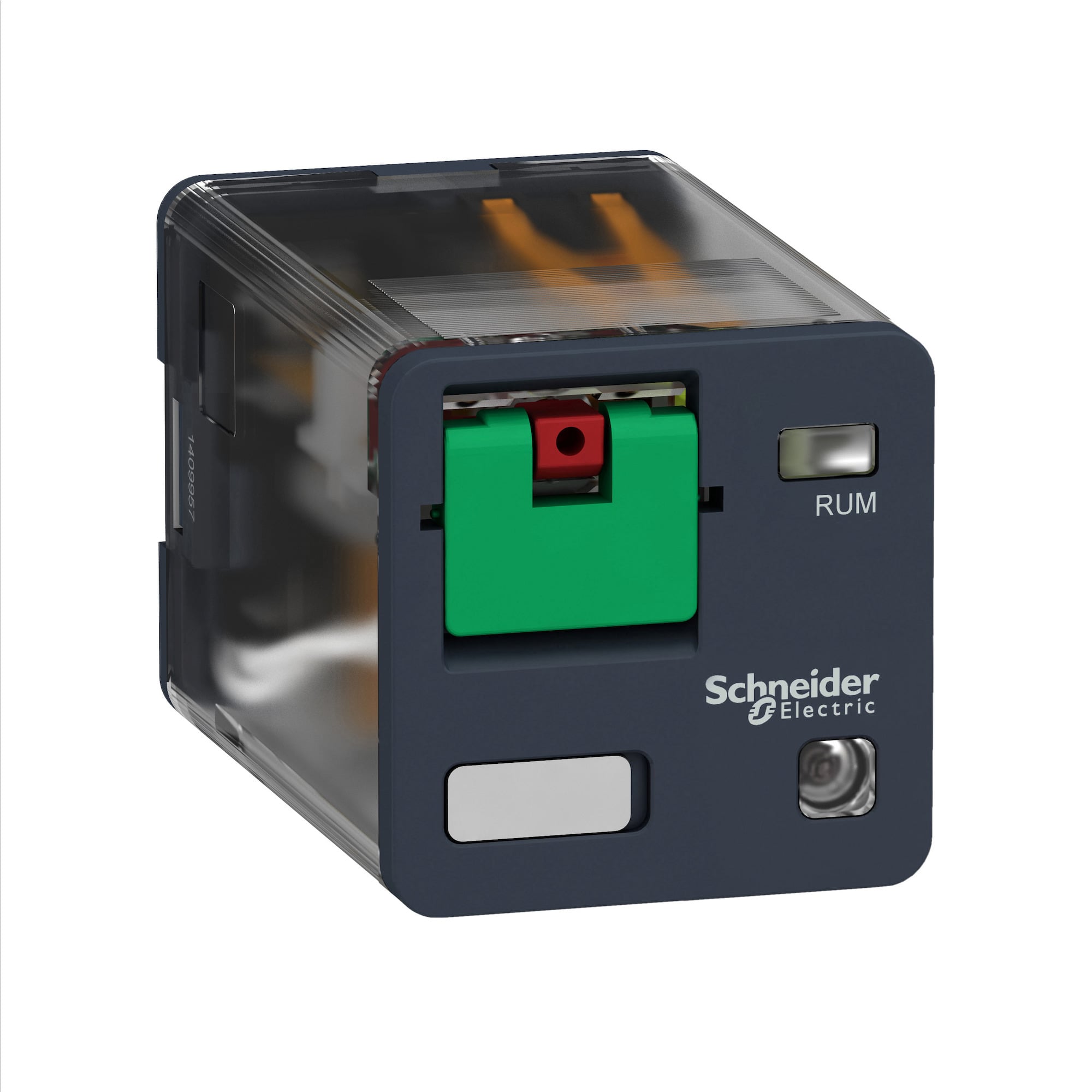 RUMF32P7 Zelio RUM Universal Plug-In Relay With Test Button and Lock-Down Door, 10 A, 3CO 3 Form C 3PDT Contact, 230 VAC V Coil