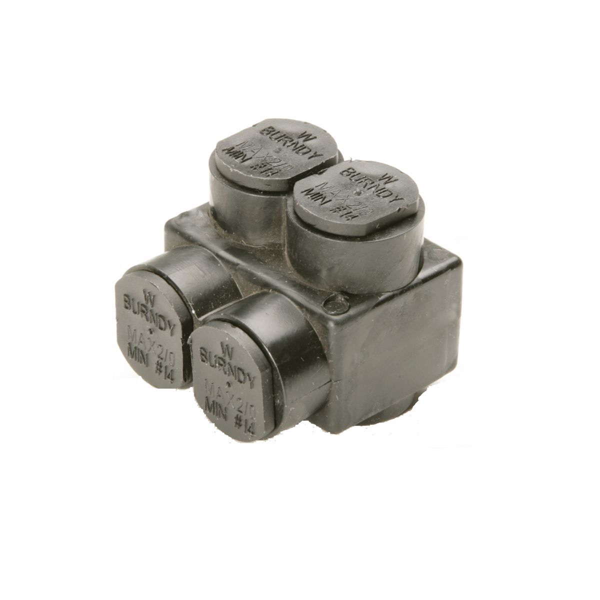 1PLD2/02 2-Port 2-Sided Entry Multi-Port Connector, Aluminum/Copper/Stranded Conductor, 14 AWG to 2/0 kcmil Run/Main, Aluminum