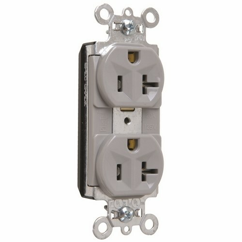 PT5362GRY PlugTail 20 Amp 125V Spec-Grade Duplex Receptacle, Gray