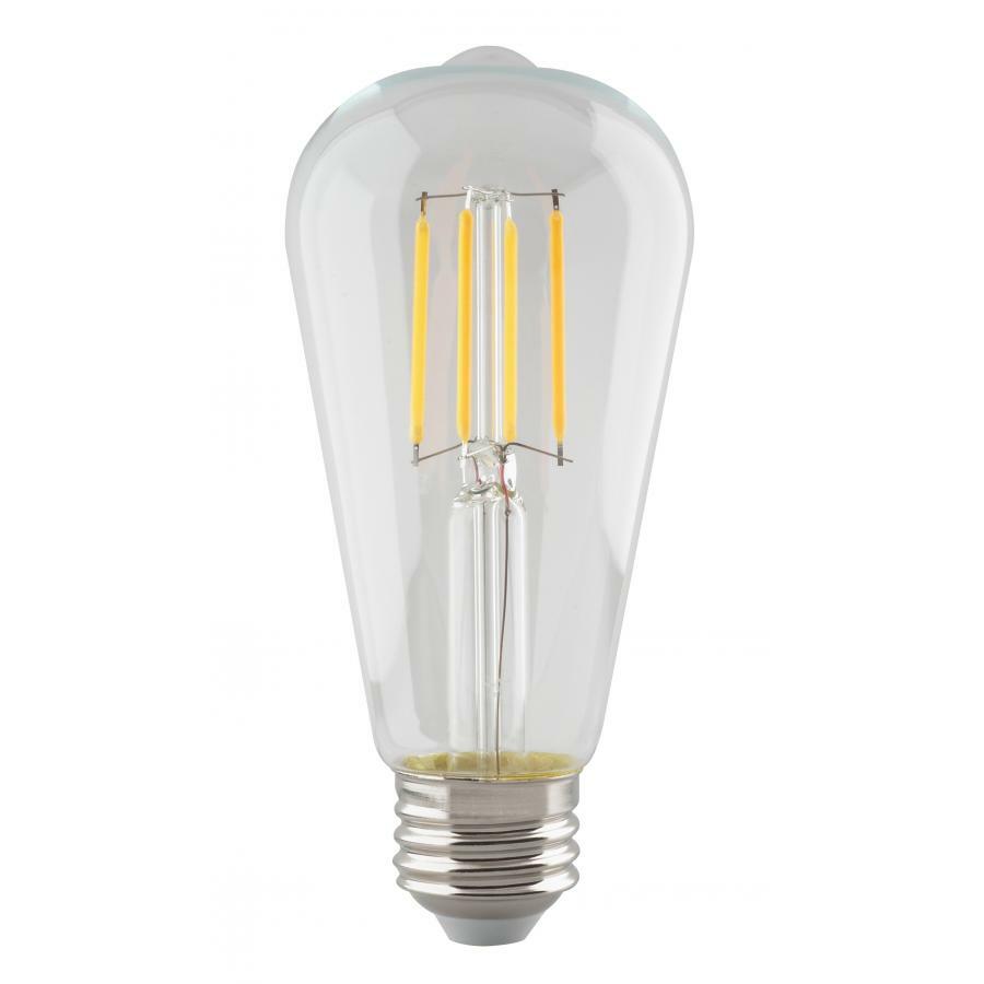 S8554 Dimmable Filament LED Lamp, 6 W, 60 W Incandescent Equivalent, E26 Lamp, ST19 Shape, 500 Lumens