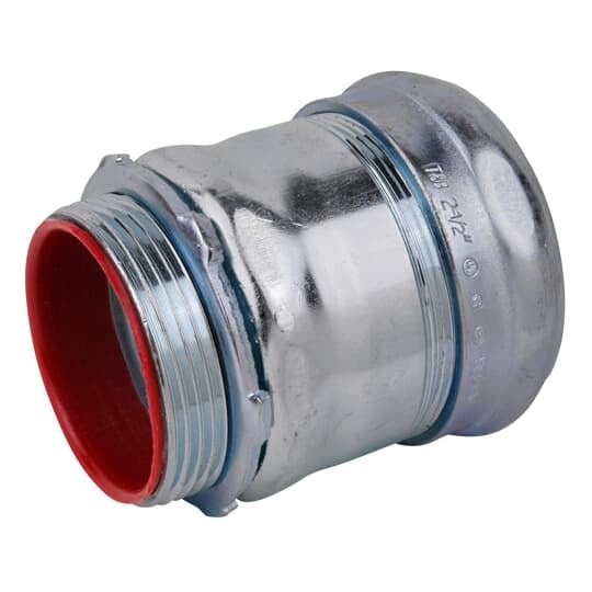 TC717A Steel City Insulated Compression Connector, 2-1/2 in Trade, For Use With EMT Conduit, Steel, Zinc Plated