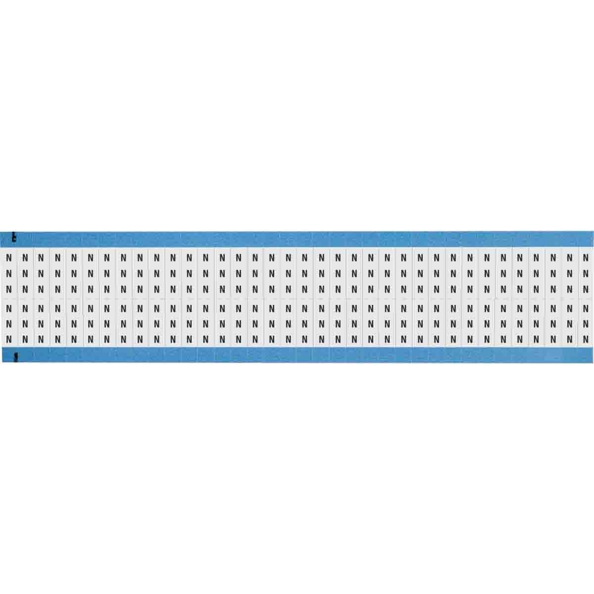 WM-N-SC-PK WM Series Card Mount Pre-Printed Solid Letter Wire Marker Card, 3/4 in L x 6.35 mm W, Black on White, B-500 Repositionable Vinyl Coated Fabric, 72 Markers per Card
