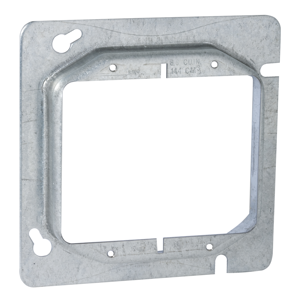 840 2-Device Raised Box Cover, 4-11/16 in L x 4-11/16 in W, Receptacle/Switch Cover, Drawn Steel