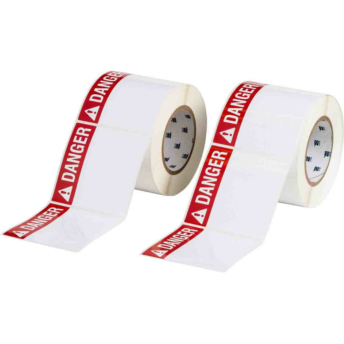THTEL-161-483-1-DA ToughBond Square Arc Flash Label, 4 in L x 4 in W, DANGER Legend, Black/Red on White, B-483 Polyester, 500 per Roll Labels