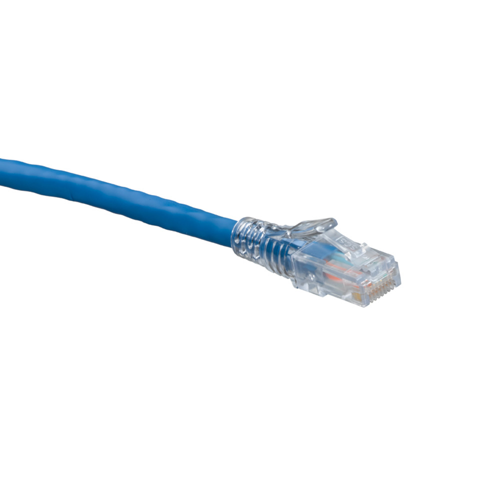 6D460-10L eXtreme UTP SlimLine Boot Patch Cord, Cat 6, 24 AWG Stranded Copper Conductor, 8P Modular Non-Keyed Plug Connector, 10 ft L Cord, Blue