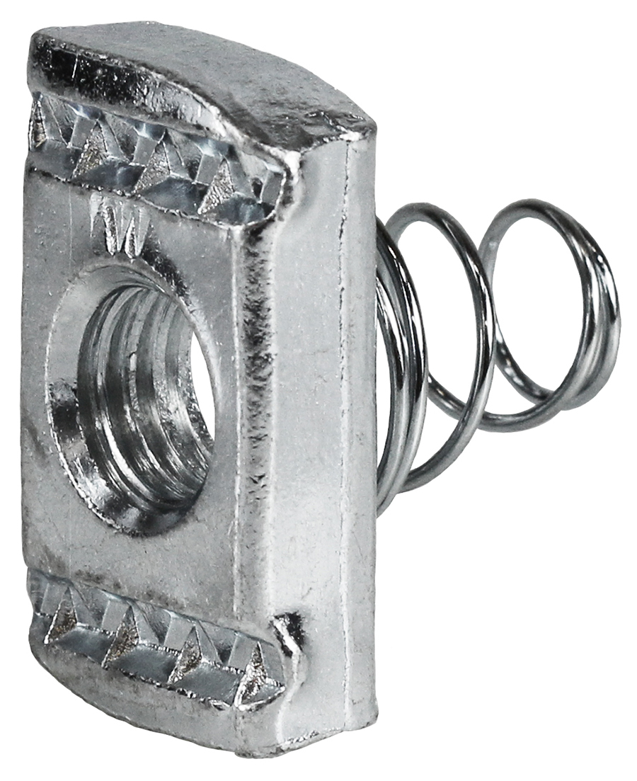 SSN50S Short Spring Anti-Rotation Nut, 1/2-13 Thread, 1/2 in L Stud, Steel