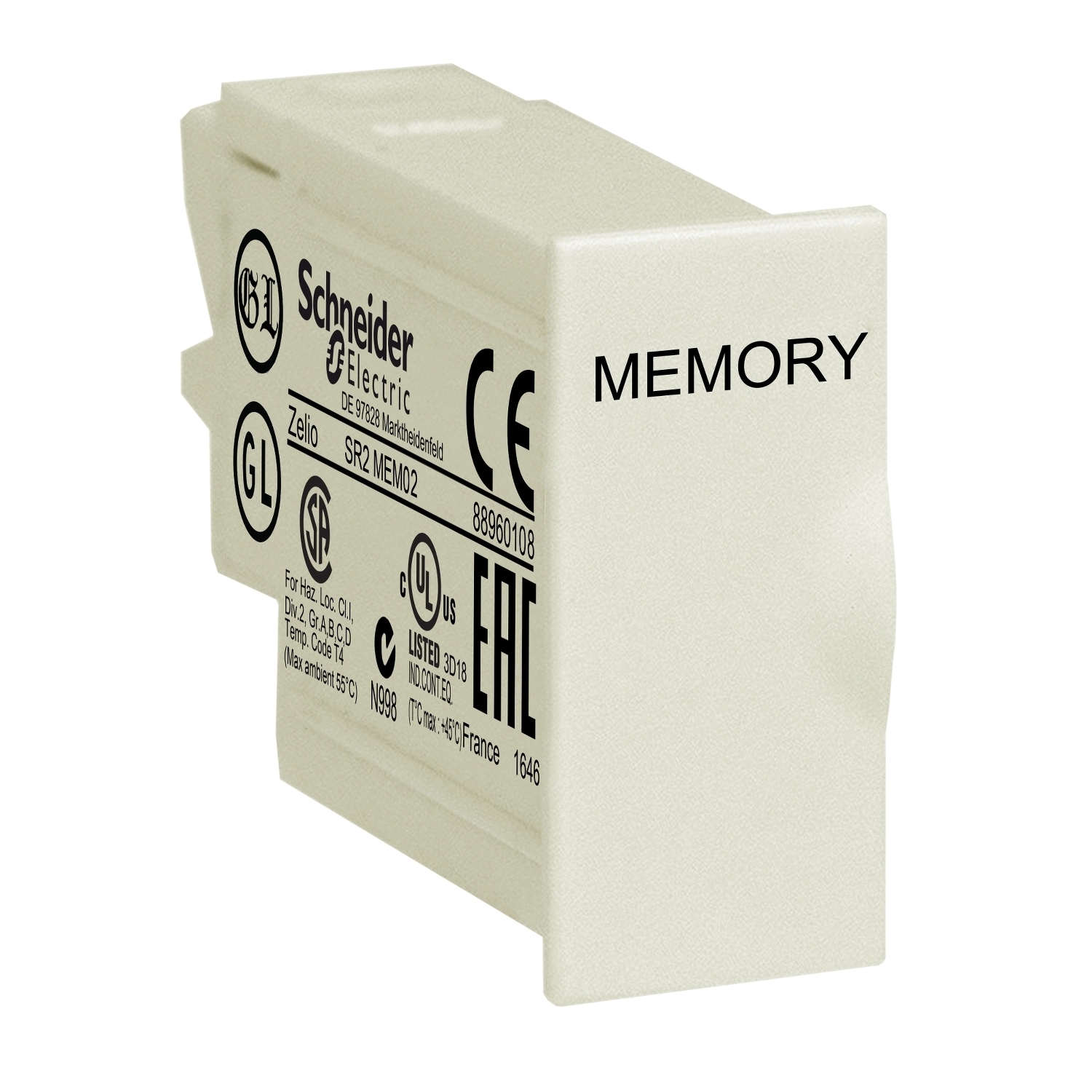 SR2MEM02 EEPROM Memory Cartridge, For Use With Smart Relay Zelio Logic Firmware up to V3.0