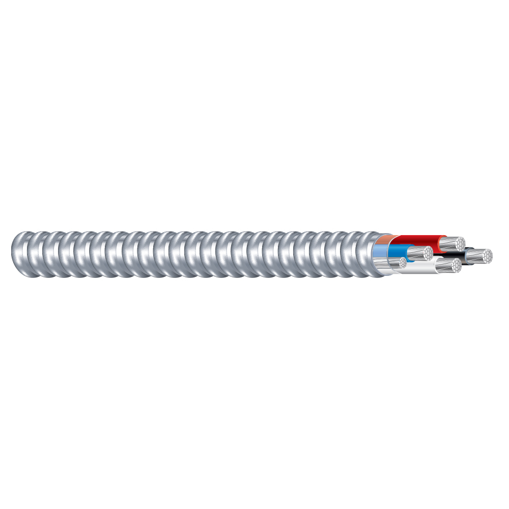 68960401 Type MC THHN Interlocked Armored Cable, Reel Packaging, 600 V AC, (2) 10 AWG Solid Copper Conductor, 250 ft L