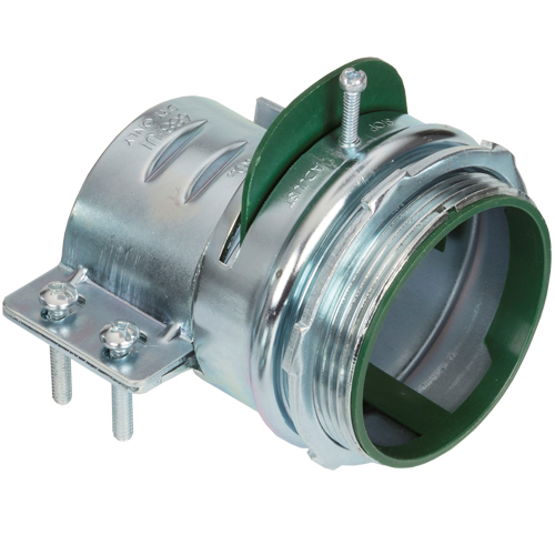 688-UI Bridgeport MC-FlEXFIT 680-UI Adjustable Endstop MC Cable Connector, 3 in Trade, 2.63 to 2.9 in Cable Openings, Steel, Zinc Plated
