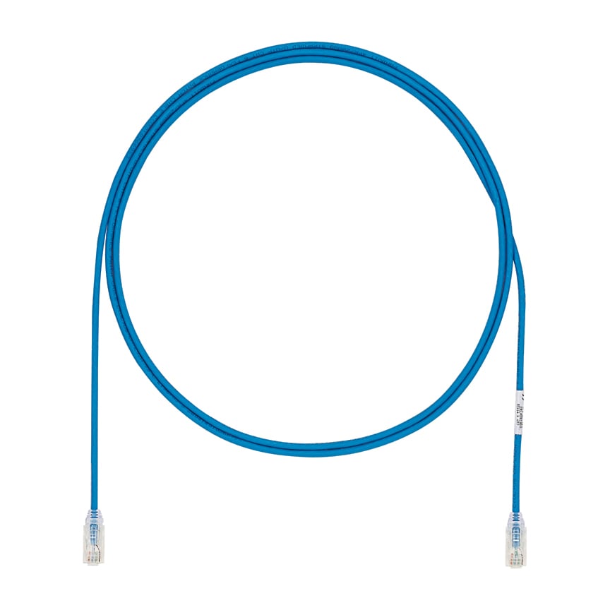 UTP28X14BU PanNet TX6A-28 Small Diameter Patch Cord, Cat 6A, 28 AWG F/UTP Copper Conductor, RJ45 Modular Plug Connector, 14 ft L Cord, Blue