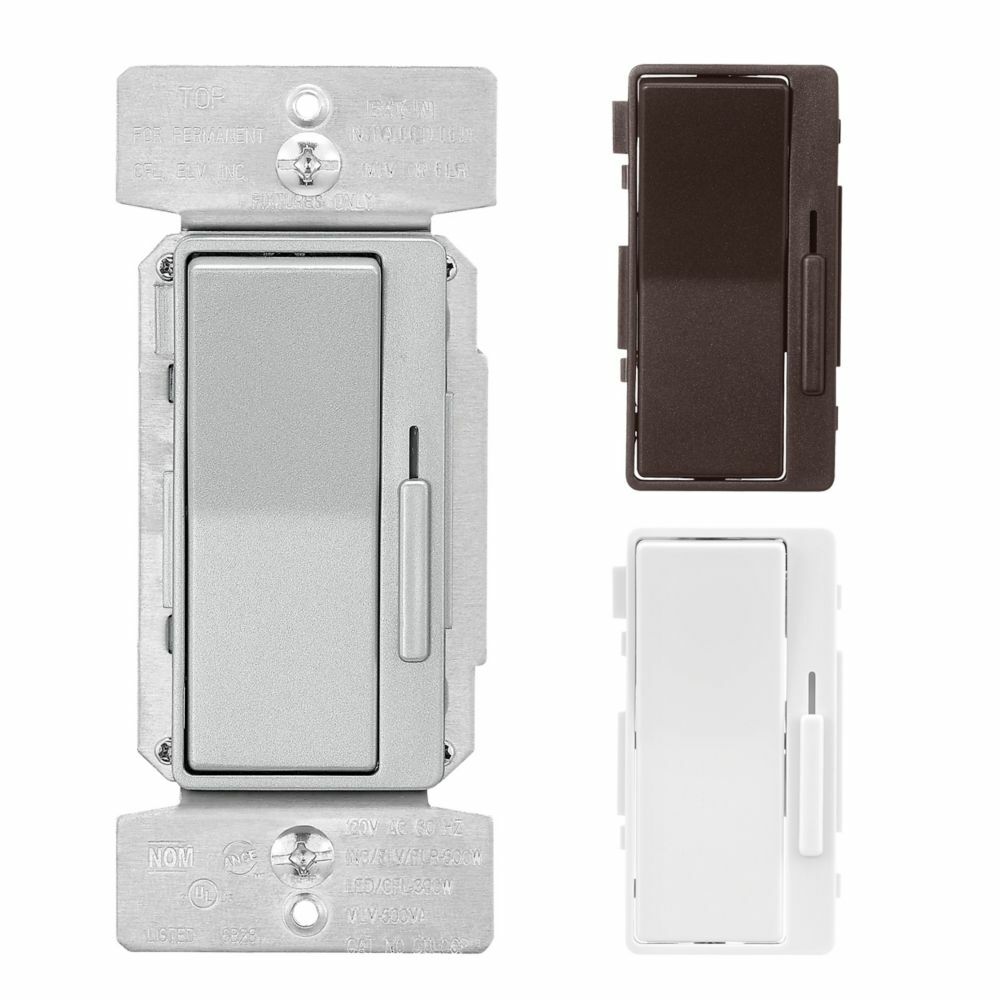 Eaton decorator dimmer, 120V, Universal decorator dimmer w/ preset Oil Rubbed Bronze/Silver Granite/White