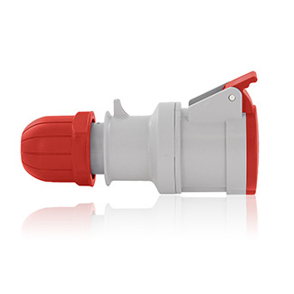 S432-C6 Splashproof Pin and Sleeve Connector, 347 to 480 V AC, 32 A, 4 Poles, 5 Wires, Red
