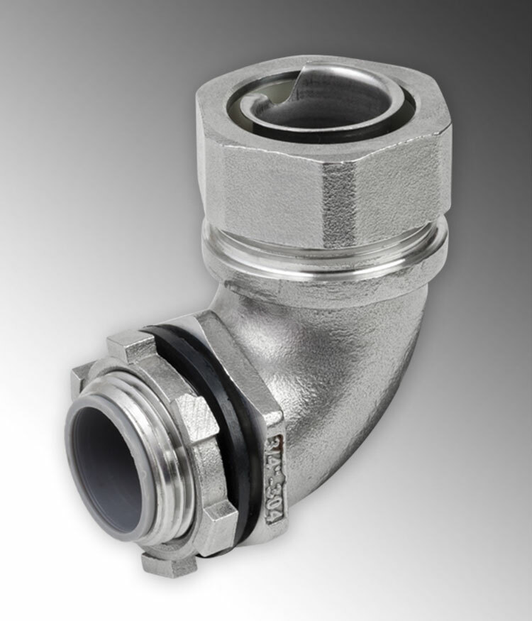 S60500FC90 Male Conduit Connector, 1/2 in Trade, For Use With Bare, PVC and Clear Coated Flexible Conduit, 316L Stainless Steel, Polished