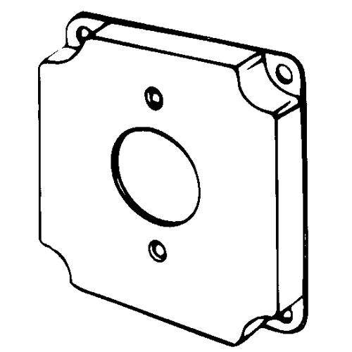 8363 Raised Electrical Box Cover, 4 in L x 4 in W x 1/2 in D, Single Receptacle Cover, Steel