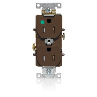 T8200 Duplex Flat Smooth Face Heavy Duty Self-Grounding Standard Tamper-Resistant Straight Blade Receptacle, 125 V AC, 15 A, 2 Poles, 3 Wires, Brown