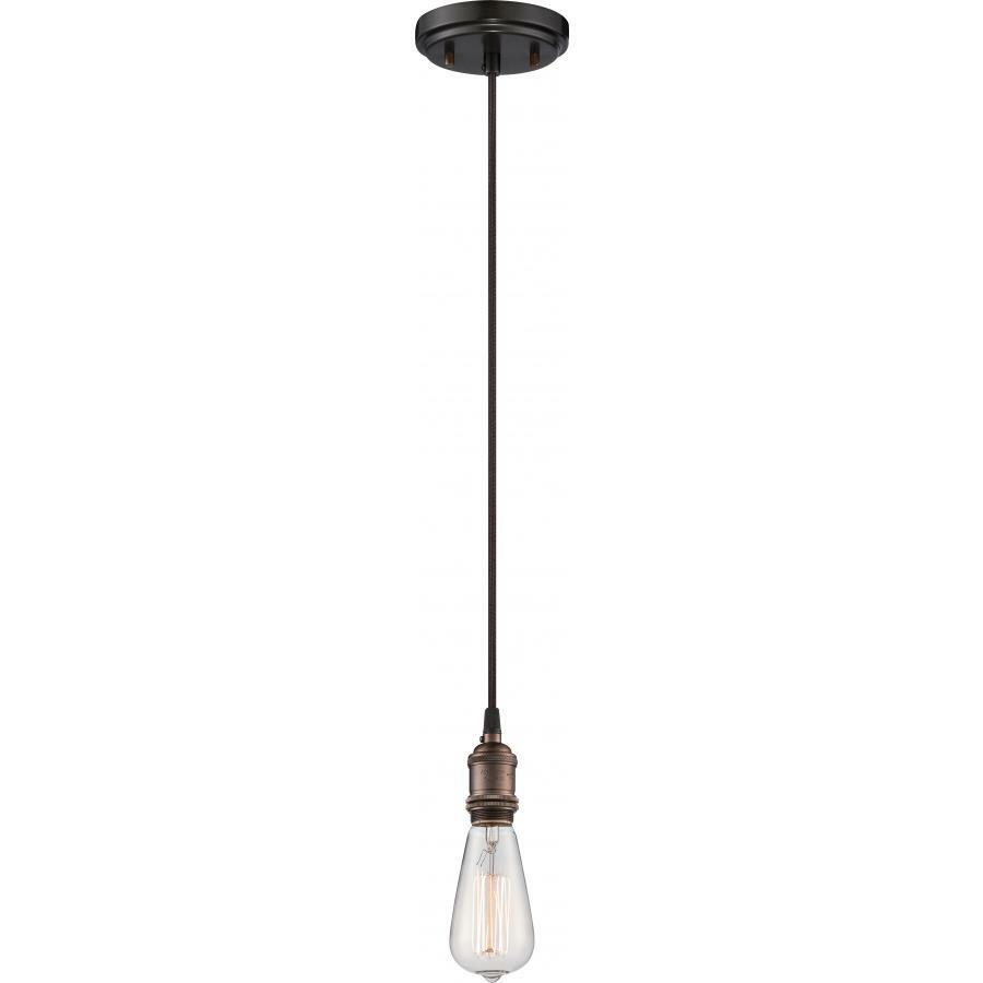 60-5505 Nuvo Vintage Transitional Ceiling Mini Light Fixture, (1) A19 Lamp, 120 V AC, Rustic Bronze Housing