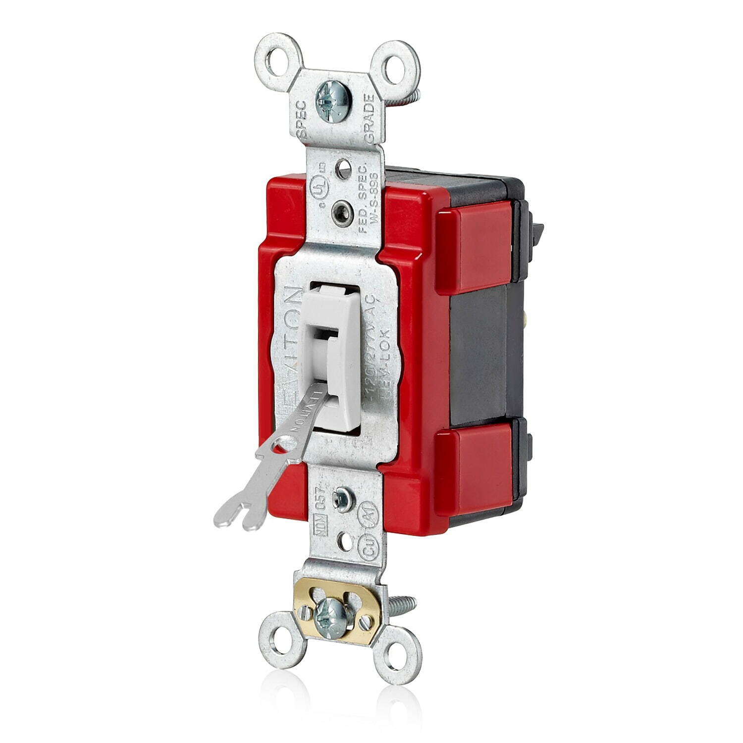 M1223-WL Lev-Lok 3-Way Keyed Self-Grounding Tamper Resistant Toggle Switch, 120/277 V AC, 20 A, 1 hp