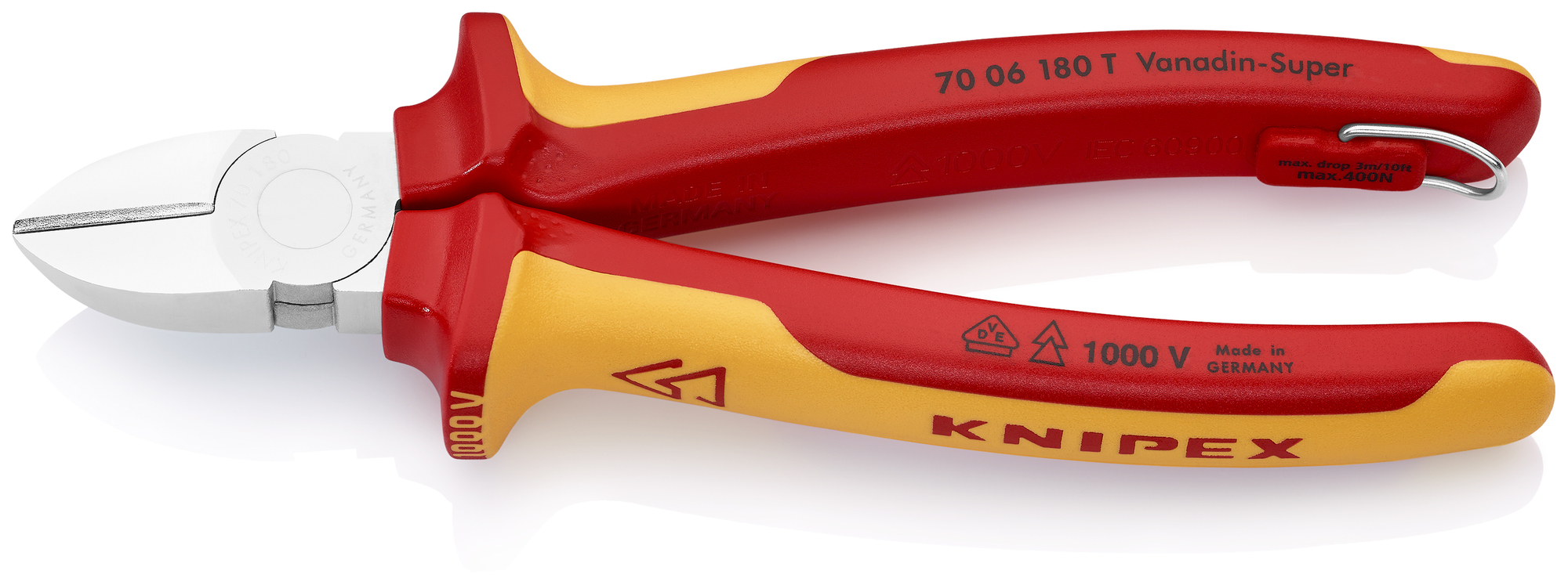 Diagonal Cutters-1000V Insulated-Tethered Attachment, 7 1/4 in.
