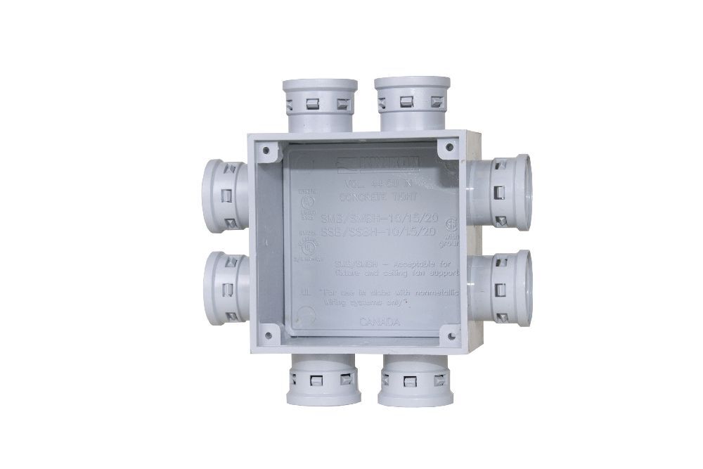 089018 Kwikon Concrete Tight Slab Box With Molded Connector, 8 x 3/4 in, PVC