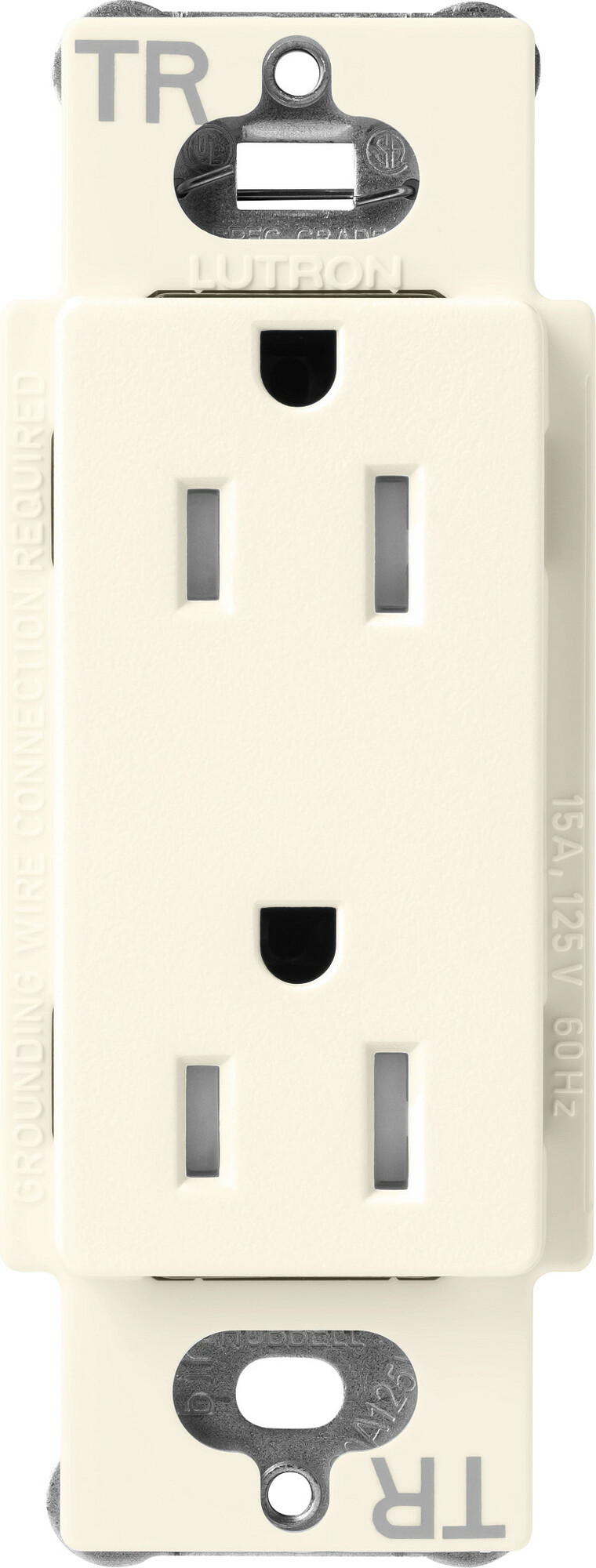 SCRS-15-TR-BI Claro Tamper-Resistant Duplex Receptacle, Decorator-Style Outlet, 15 Amp, Satin, Biscuit