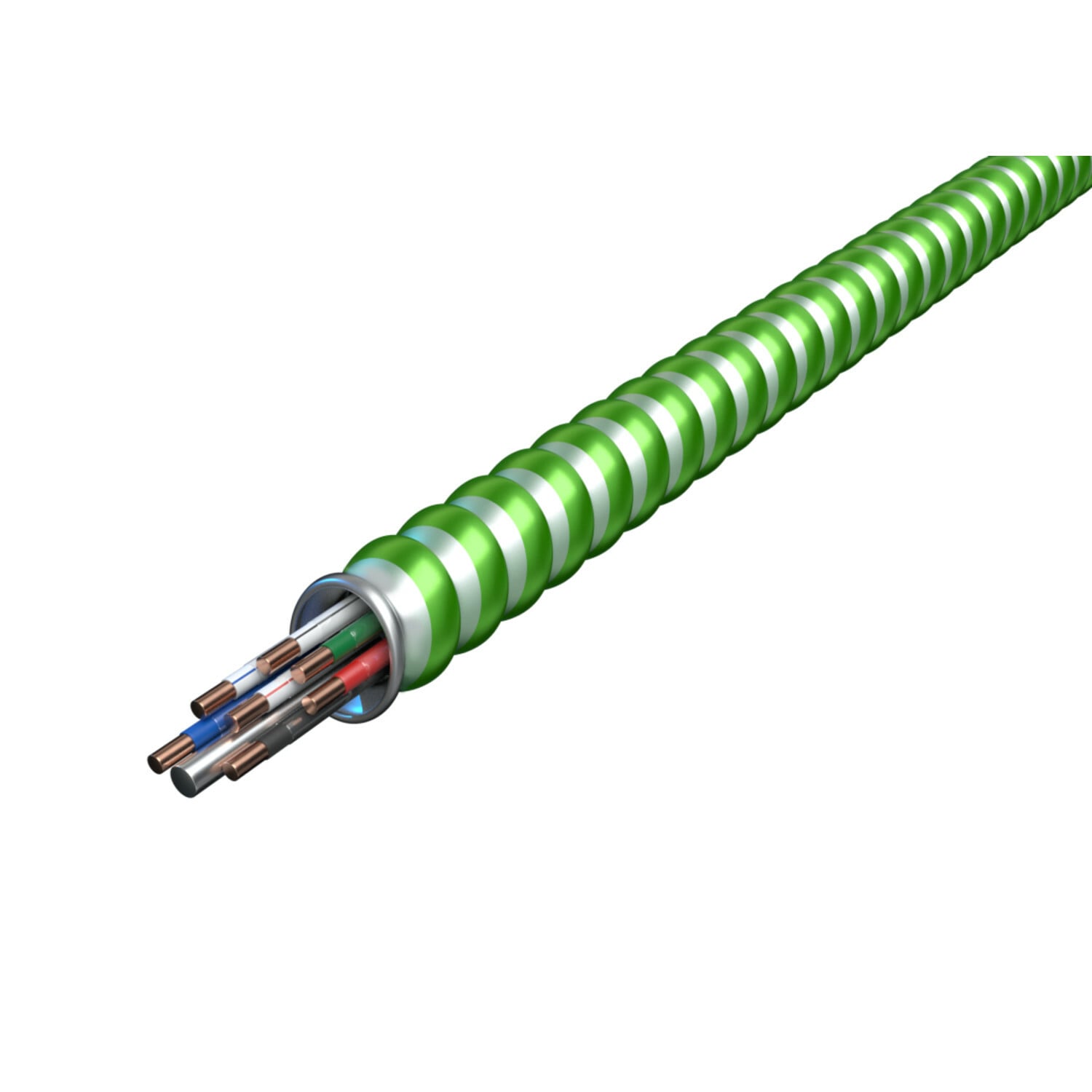 7005-60-00 MC-Stat Plus Type MCI-A Metal Clad Cable With Grounding and Neutral Conductor, Reel Packaging, 600 V AC, (6) 12 AWG Solid Copper Conductor, 1000 ft L