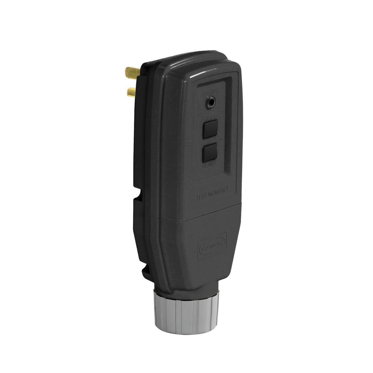 GFPST5266C GFP Straight Plug, 120 V AC, 15 A, 2 Poles, 3 Wires, Black