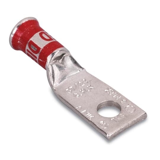 58165BS Color-Keyed 58100 1-Hole Non-Insulated Compression Lug Connector With Peep Hole, 4/0 AWG Flexible Copper Conductor, Die Code: 62, 1/2 in Stud, Copper