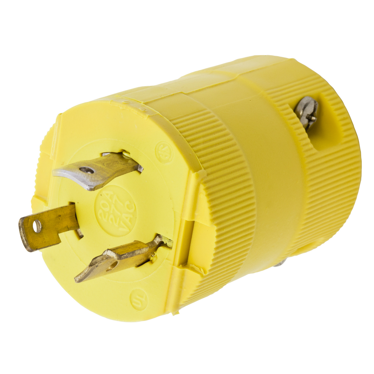 HBL2331VY 1-Phase Grounding Male Screw Mount Locking Plug, 277 V AC, 20 A, 2 Poles, 3 Wires, Yellow