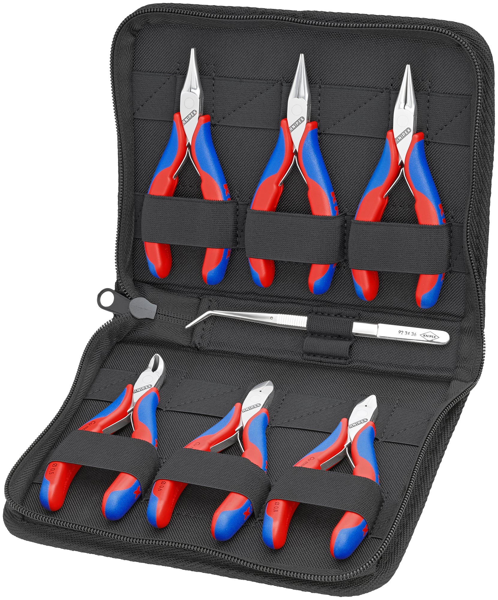 7 Pc Electronics Pliers Set in Zipper Pouch, Multi-component