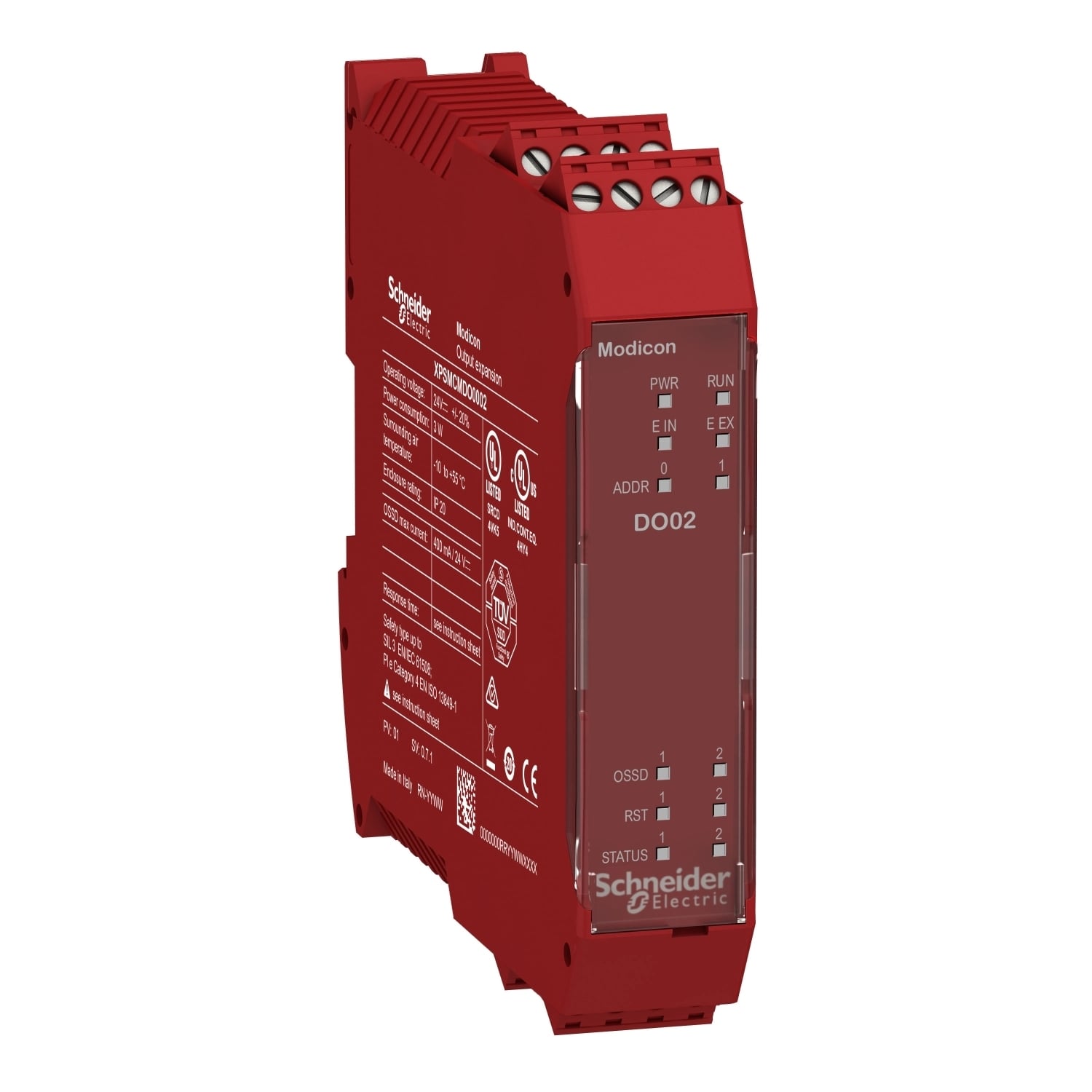 XPSMCMDO0002 Safe Output Expansion Module With Screw Term, 24 V, 2 Inputs, 4 Outputs
