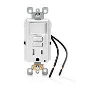GFSW1-KW SmartlockPro Slim GFCI Self-Test Single Slim Combination Switch and Receptacle With LED Indicator, 125 V AC, 15 A, 1800 W, 2 Poles, 3 Wires, 14 to 10 AWG Wire