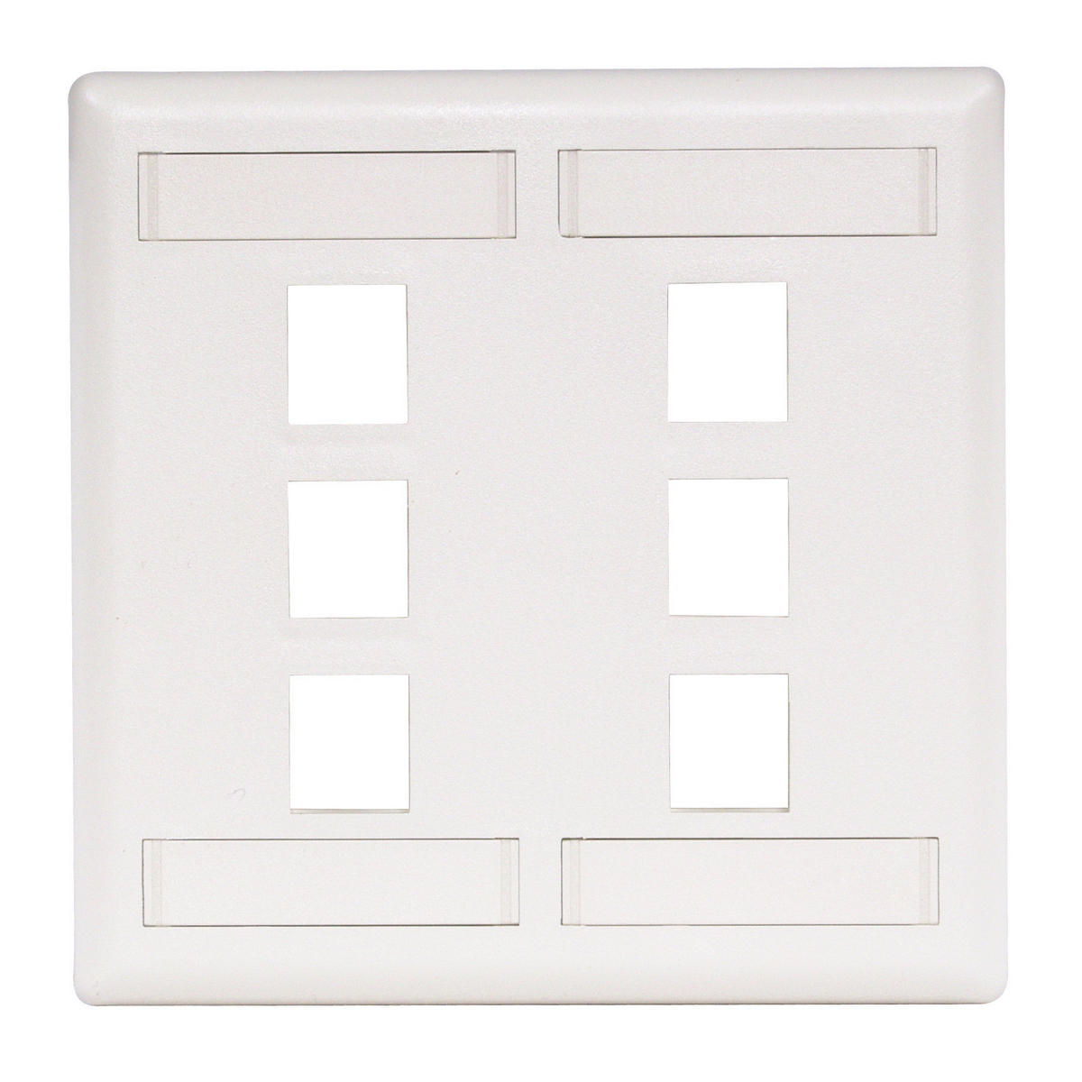 IFP26W Molded Rear Load Standard Keystone Faceplate, 2 Gangs, 6 Ports, Phone/Data/Multimedia Module, Fastened Mount, High-Impact Thermoplastic
