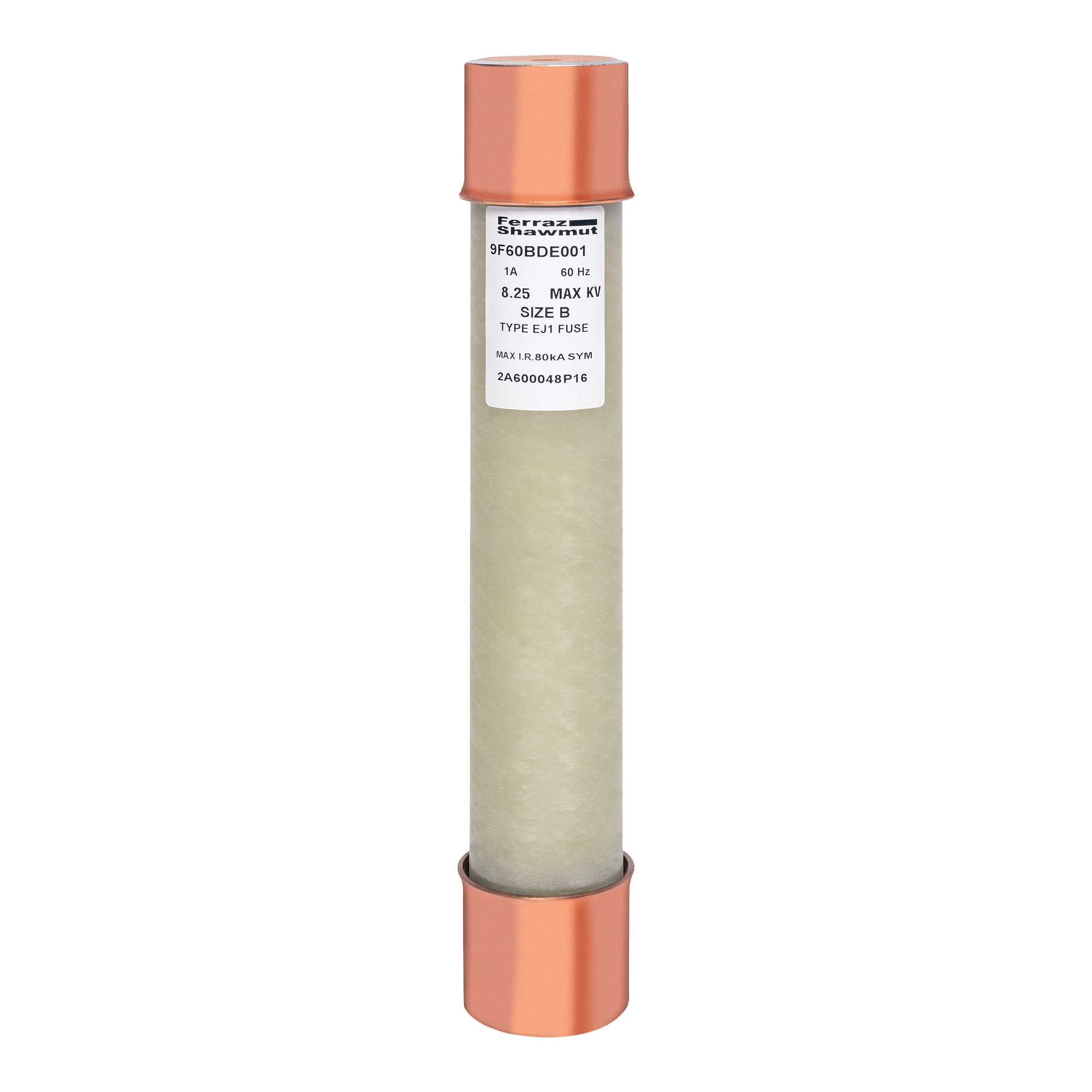 9F60BDE001 Amp-Trap Current Limiting Potential Transformer Fuse, 1 A, 8.25 kV AC, 80 kA Interrupt, Ferrule Body