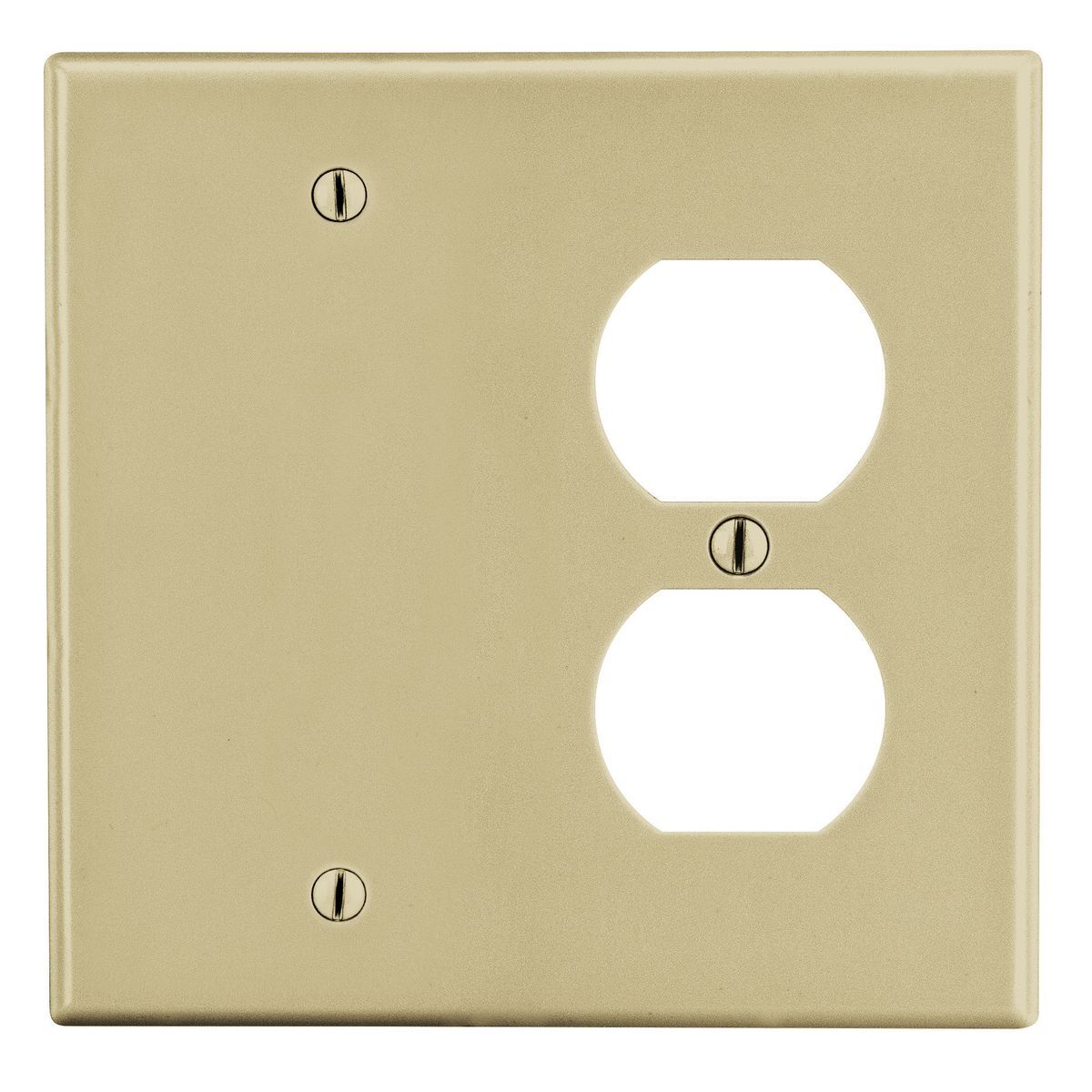 P138I Non-Metallic Standard Wall Plate, 2 Gangs, 4.69 in W x 4.63 in H, Polycarbonate Thermoplastic, Ivory
