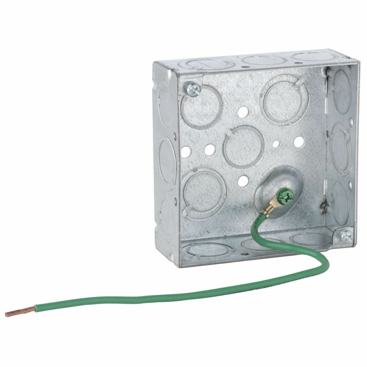 189SM Square Box, Steel, 21.6 cu-in Capacity, (16) Knockouts, 4 in H x 4 in W x 1-1/2 in D