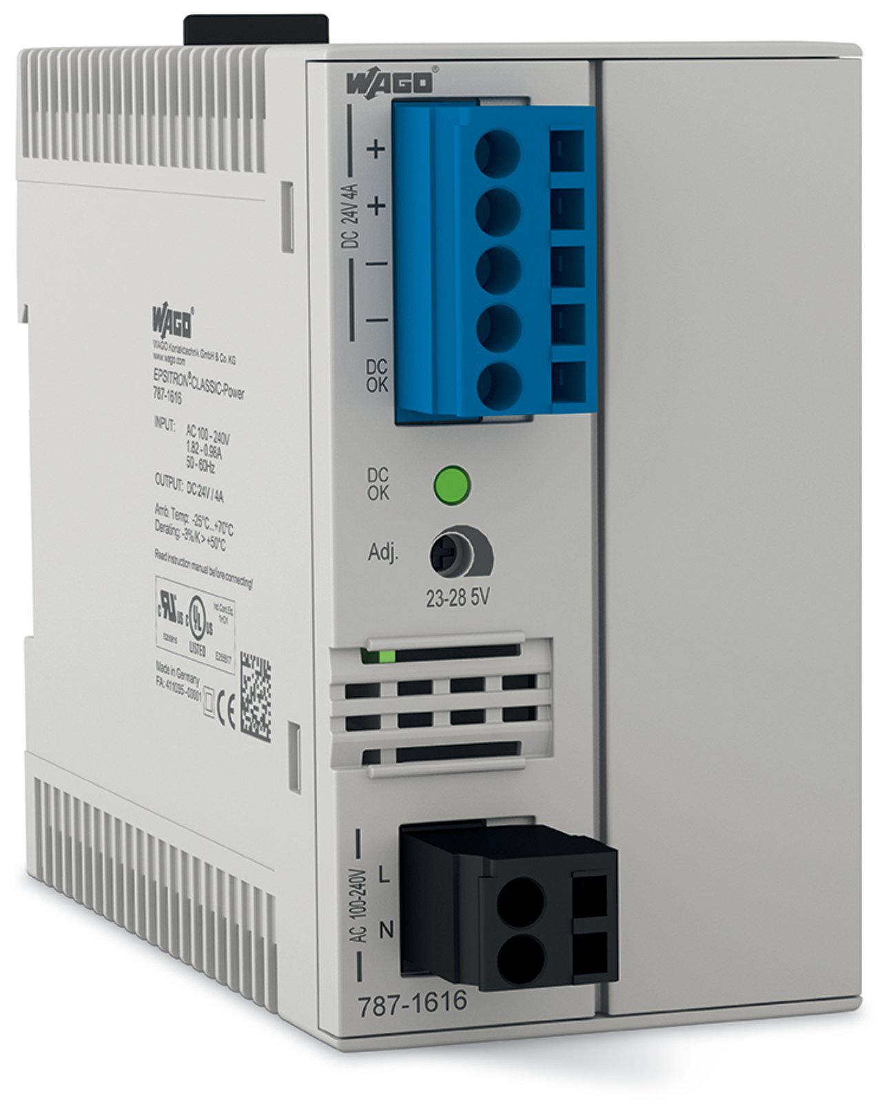 787-1616 1-Phase, 300 V Input, 24 V DC Output, DIN Rail Mount