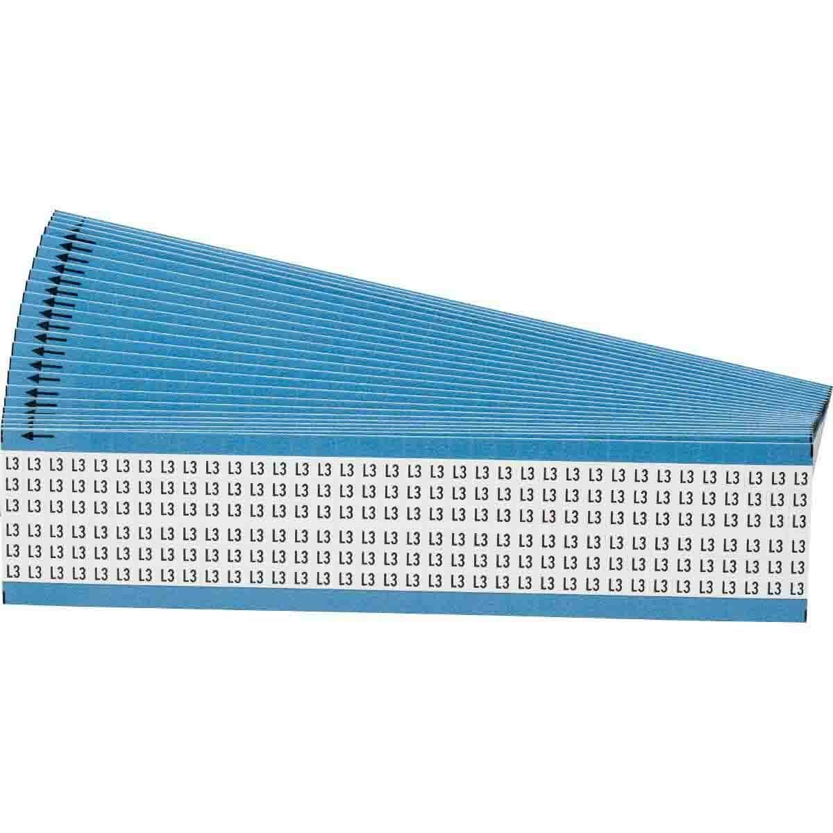 WM-L3-PK WM Series Solid Letter/Number Wire Marker Card, 1/4 in W, Black on White, B-500 Repositionable Vinyl Coated Fabric, 36 Markers per Card