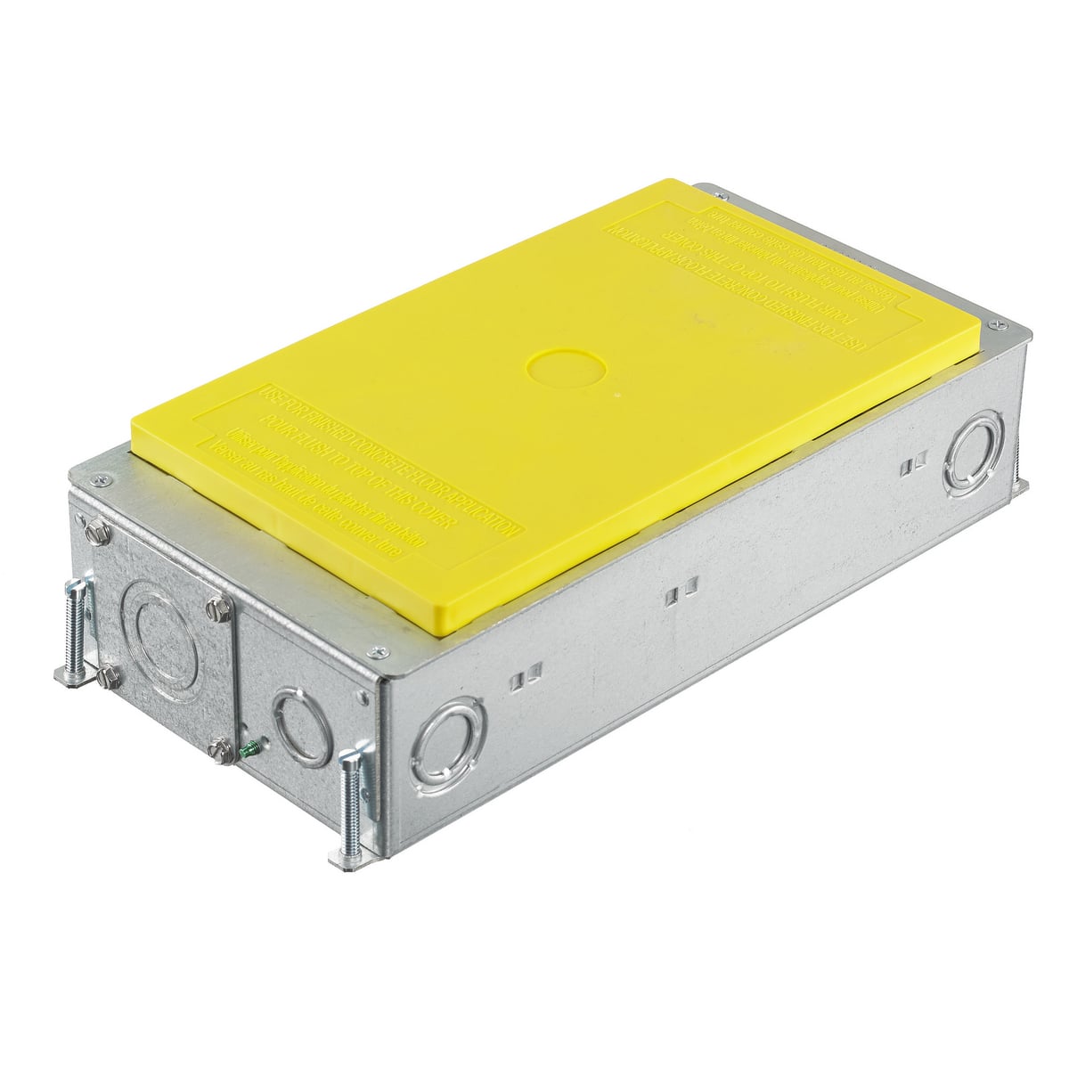 CFB2G30 Standard Floor Box, Stamped Steel, 35 cu-in Capacity, 2 Gangs, (12) Knockouts, 13.8 in L x 6.62 in W x 3 in H