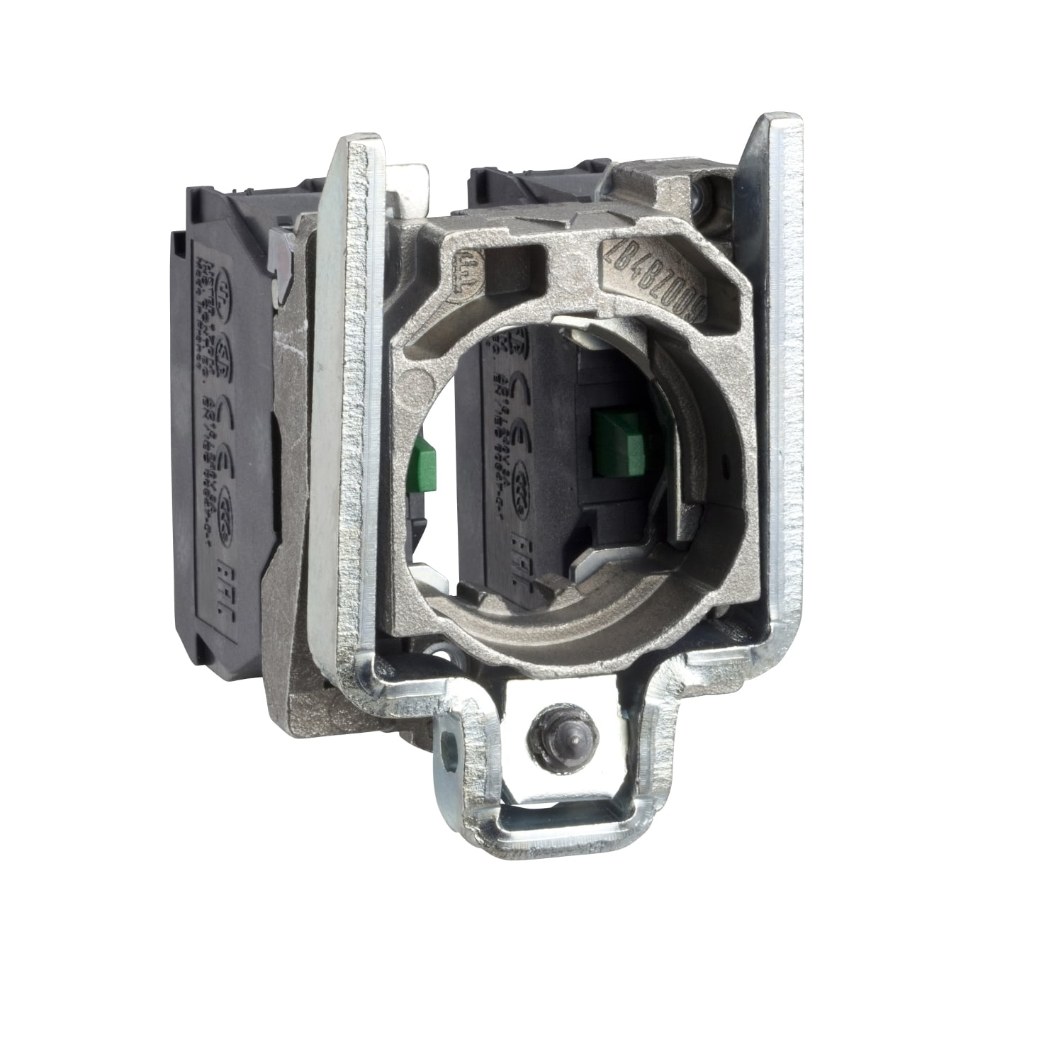 ZD4PA103 Harmony Contact Block With Body/Fixing Collar, 22 mm, 2NO Contact, 10 A at 600 V AC Contact, Silver Alloy Contact