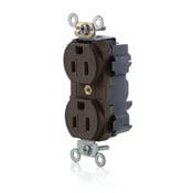 MT562-S Lev-Lok 1-Phase Duplex Heavy Duty Isolated Grounding Tamper Resistant Straight Blade Receptacle, 125 V AC, 15 A, 2 Poles, 3 Wires, Brown