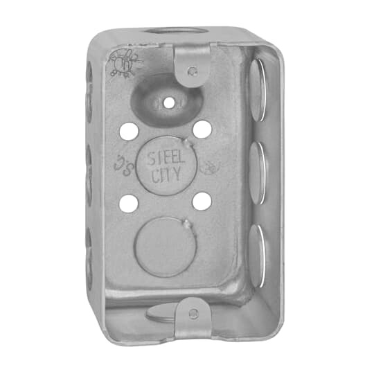 68371-1/2 Steel City Drawn Style Utility Box, Steel, 18.8 cu-in Capacity, 1 Gang, 1 Outlet, 10 Knockouts