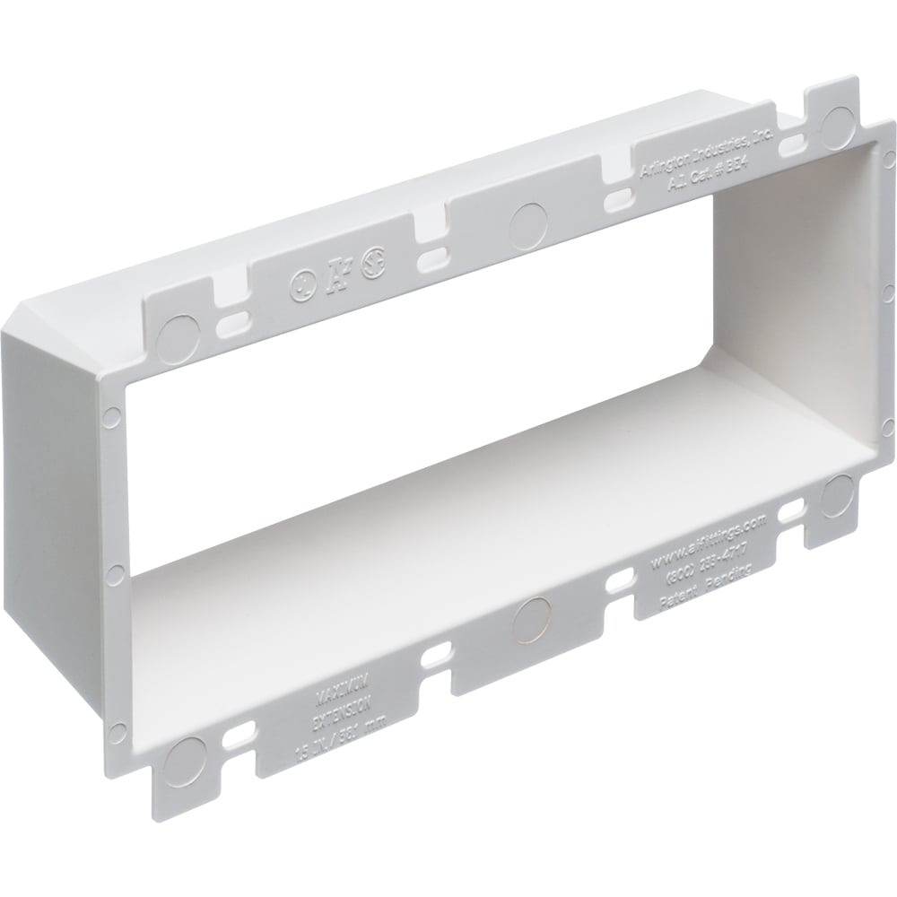 BE4 Box Extender, 4 Gangs, 4.188 in L x 7.749 in W, Plastic