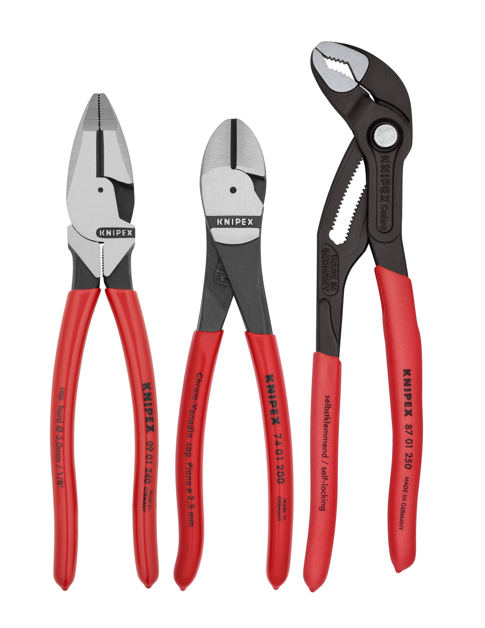 9K 00 80 157 US 9K 00 Pliers Set, Diagonal Cutter, Linemans, Tongue and Groove, 3 Pieces, 2 in Max Jaw Opening