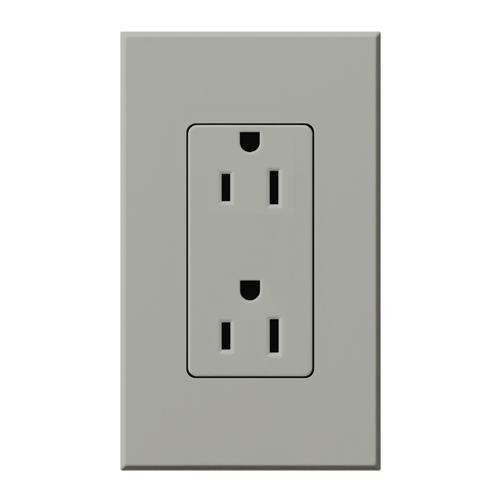 NTR-15-TR-GR Architectural  Tamper-Resistant Duplex Receptacle with Wall Plate, 15 Amp, Matte, Gray