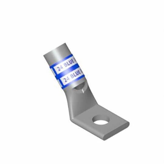 54139UF Color-Keyed 54100 1-Hole Non-Insulated Compression Lug Connector With Peep Hole, 4 AWG Copper Conductor, Die Code: 29, 5/16 in Stud, Copper