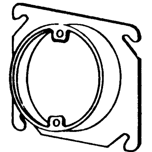 8461C Raised Square Box Cover, 4 in L x 4 in W x 1 in D, Steel