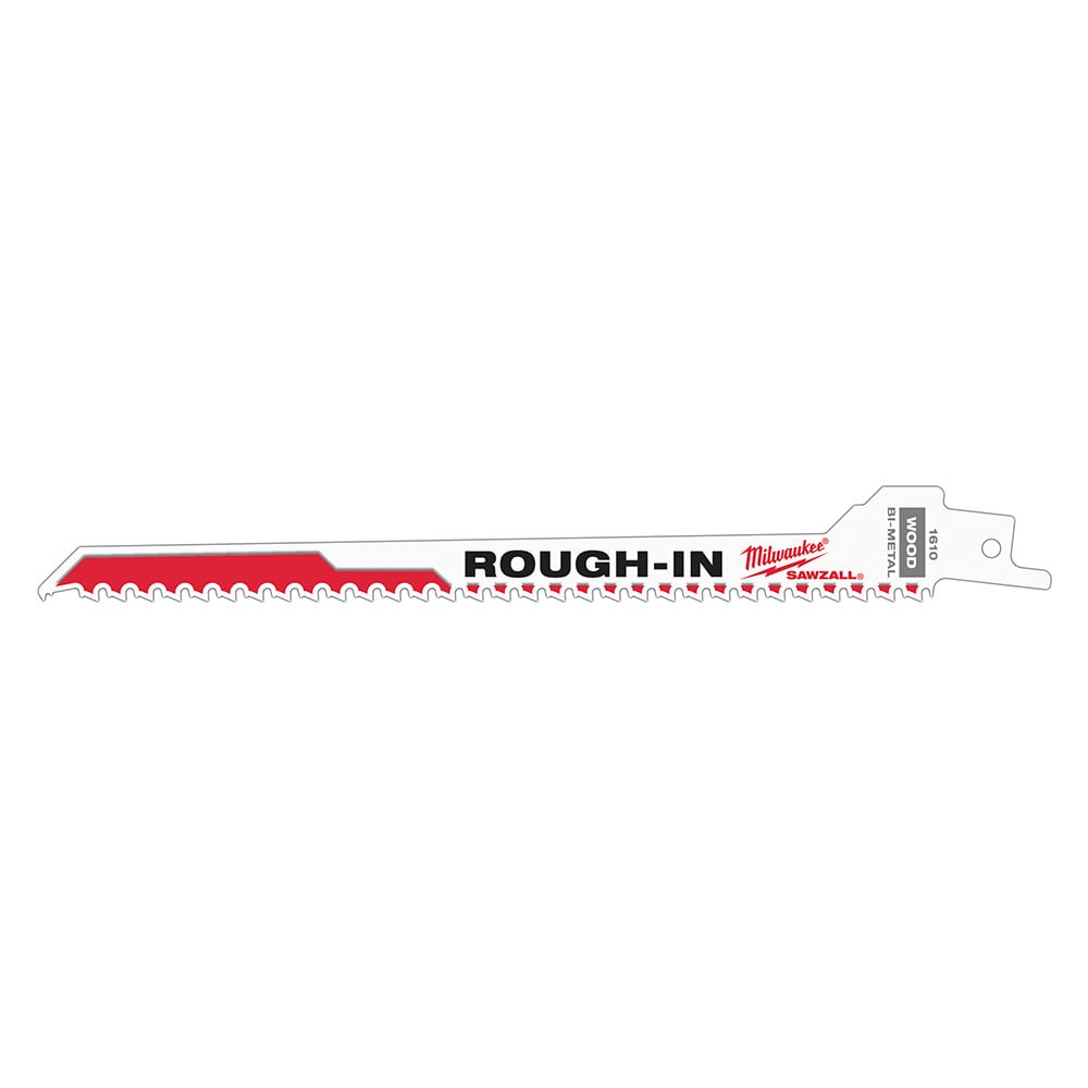 48-00-1610 Sawzall Rough-In Tapered Back Reciprocating Saw Blade, 7-3/8 in L x 1/2 in W, 5 TPI, Bi-Metal Body, Universal/Toothed Edge Tang