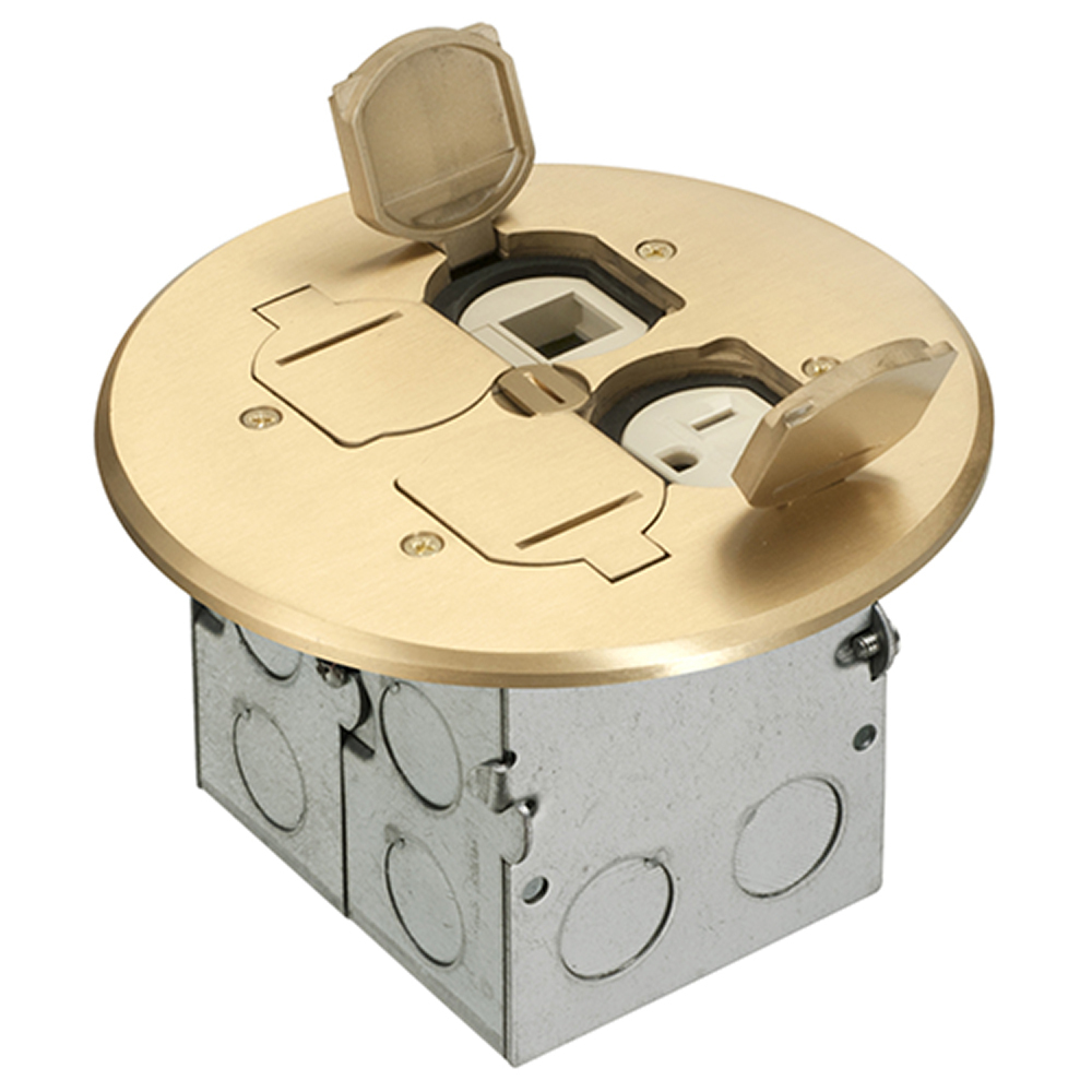 FLB6242MB Combination Floor Box Kit, Brass/Plastic/Steel, 2 Gangs