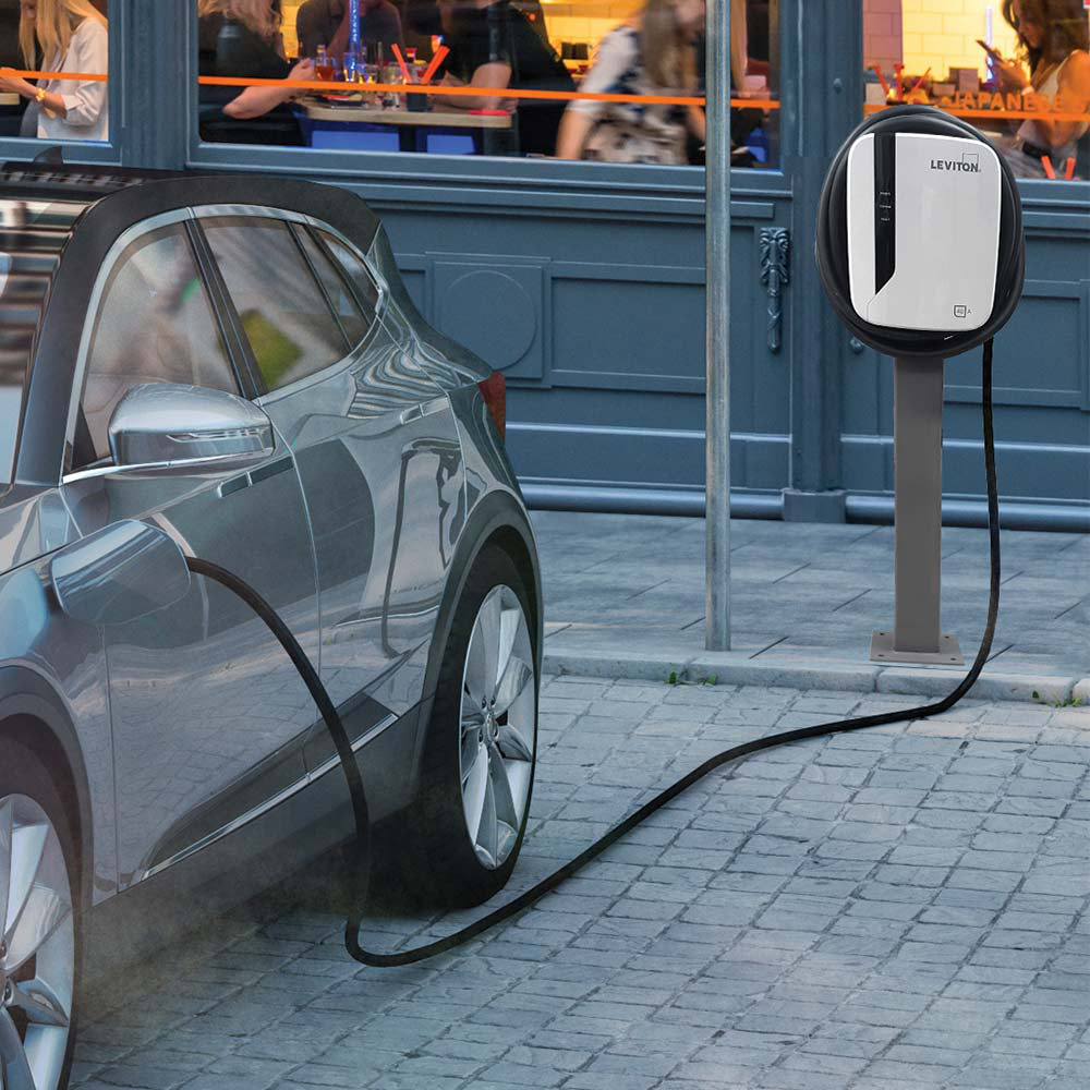 EVPED-2 Evr-Green Pedestal Mounting Pole and Base, For Use With Level 2 Public Use Charging Station, Steel